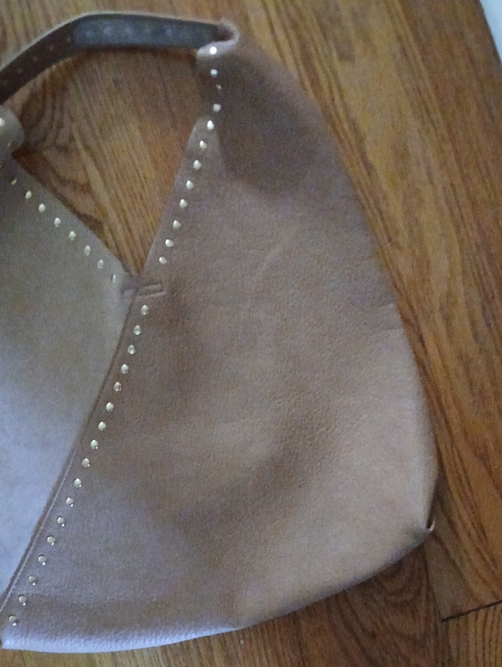 Shiraleah Ryker Vegan Leather & Suede Hobo Tote Tan and Beige ■ Rivet Detailing - Picture 3 of 8